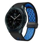 For Samsung Galaxy Watch 42mm Two Color Magnetic Folding Black Buckle Silicone Watch Band(Black Sky Blue)