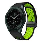 For Samsung Galaxy Watch 42mm Two Color Magnetic Folding Black Buckle Silicone Watch Band(Black Silver Green)