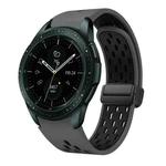 For Samsung Galaxy Watch 42mm Two Color Magnetic Folding Black Buckle Silicone Watch Band(Coal Black)