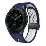 For Samsung Galaxy Watch 42mm Two Color Magnetic Folding Black Buckle Silicone Watch Band(Midnight Blue White)