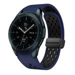 For Samsung Galaxy Watch 42mm Two Color Magnetic Folding Black Buckle Silicone Watch Band(Midnight Blue Black)