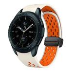 For Samsung Galaxy Watch 42mm Two Color Magnetic Folding Black Buckle Silicone Watch Band(Starlight Orange)