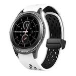 For Samsung Gear S2 Classic Two Color Magnetic Folding Black Buckle Silicone Watch Band(White Black)