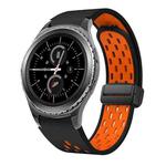 For Samsung Gear S2 Classic Two Color Magnetic Folding Black Buckle Silicone Watch Band(Black Orange)