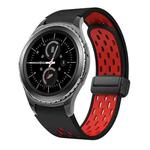 For Samsung Gear S2 Classic Two Color Magnetic Folding Black Buckle Silicone Watch Band(Black Red)