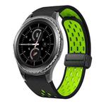 For Samsung Gear S2 Classic Two Color Magnetic Folding Black Buckle Silicone Watch Band(Black Silver Green)