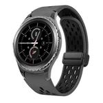 For Samsung Gear S2 Classic Two Color Magnetic Folding Black Buckle Silicone Watch Band(Coal Black)