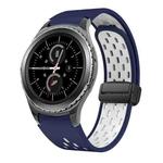 For Samsung Gear S2 Classic Two Color Magnetic Folding Black Buckle Silicone Watch Band(Midnight Blue White)