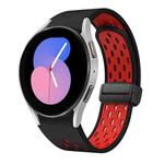 For Samsung Galaxy Watch 5 40 / 44mm Two Color Magnetic Folding Black Buckle Silicone Watch Band(Black Red)