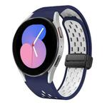 For Samsung Galaxy Watch 5 40 / 44mm Two Color Magnetic Folding Black Buckle Silicone Watch Band(Midnight Blue White)