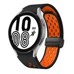 For Samsung Galaxy Watch 4 40 / 44mm Two Color Magnetic Folding Black Buckle Silicone Watch Band(Black Orange)