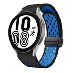 For Samsung Galaxy Watch 4 40 / 44mm Two Color Magnetic Folding Black Buckle Silicone Watch Band(Black Sky Blue)