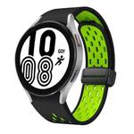 For Samsung Galaxy Watch 4 40 / 44mm Two Color Magnetic Folding Black Buckle Silicone Watch Band(Black Silver Green)