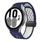 For Samsung Galaxy Watch 4 40 / 44mm Two Color Magnetic Folding Black Buckle Silicone Watch Band(Midnight Blue White)