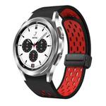 For Samsung Galaxy Watch 4 Classic 42 / 46mm Two Color Magnetic Folding Black Buckle Silicone Watch Band(Black Red)