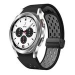 For Samsung Galaxy Watch 4 Classic 42 / 46mm Two Color Magnetic Folding Black Buckle Silicone Watch Band(Black Gray)