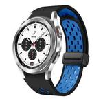 For Samsung Galaxy Watch 4 Classic 42 / 46mm Two Color Magnetic Folding Black Buckle Silicone Watch Band(Black Sky Blue)