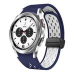 For Samsung Galaxy Watch 4 Classic 42 / 46mm Two Color Magnetic Folding Black Buckle Silicone Watch Band(Midnight Blue White)