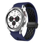 For Samsung Galaxy Watch 4 Classic 42 / 46mm Two Color Magnetic Folding Black Buckle Silicone Watch Band(Midnight Blue Black)