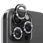 For iPhone 16 Pro / 16 Pro Max NORTHJO Glitter Camera Lens Protector Tempered Glass Metal Ring Film(Black)