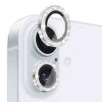 For iPhone 16 / 16 Plus NORTHJO Glitter Camera Lens Protector Tempered Glass Metal Ring Film(Silver)