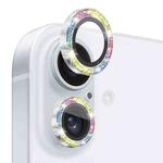 For iPhone 16 / 16 Plus NORTHJO Glitter Camera Lens Protector Tempered Glass Metal Ring Film(Colorful)