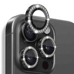 For iPhone 16 Pro / 16 Pro Max NORTHJO Rhinestone Camera Lens Protector Tempered Glass Metal Ring Film(Graphite)