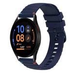 For Samsung Galaxy Watch FE 40mm Wavy Dotted Stitched 20mm Silicone Watch Band(Navy Blue)