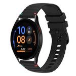 For Samsung Galaxy Watch FE 40mm Wavy Dotted Stitched 20mm Silicone Watch Band(Black)