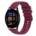 For Samsung Galaxy Watch FE 40mm Wavy Dotted Stitched 20mm Silicone Watch Band(Wine Red)