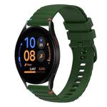 For Samsung Galaxy Watch FE 40mm Wavy Dotted Stitched 20mm Silicone Watch Band(Army Green)