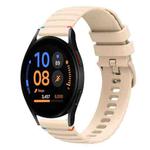 For Samsung Galaxy Watch FE 40mm Wavy Dotted Stitched 20mm Silicone Watch Band(Cream Coloured)