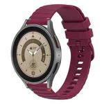 For Samsung Galaxy Watch 5 Pro 45mm Wavy Dotted Stitched 20mm Silicone Watch Band(Wine Red)