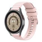 For Samsung Galaxy Watch 5 Pro 45mm Wavy Dotted Stitched 20mm Silicone Watch Band(Rose Pink)