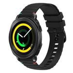 For Samsung Galaxy Gear Sport Wavy Dotted Stitched 20mm Silicone Watch Band(Black)