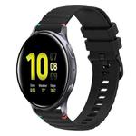 For Samsung Galaxy Watch Active 2 Wavy Dotted Stitched 20mm Silicone Watch Band(Black)