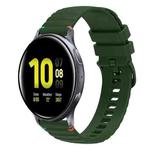 For Samsung Galaxy Watch Active 2 Wavy Dotted Stitched 20mm Silicone Watch Band(Army Green)