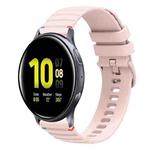 For Samsung Galaxy Watch Active 2 Wavy Dotted Stitched 20mm Silicone Watch Band(Rose Pink)