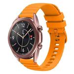 For Samsung Galaxy Watch3 41mm Wavy Dotted Stitched 20mm Silicone Watch Band(Amber Yellow)