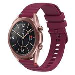 For Samsung Galaxy Watch3 41mm Wavy Dotted Stitched 20mm Silicone Watch Band(Wine Red)