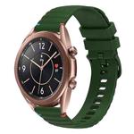 For Samsung Galaxy Watch3 41mm Wavy Dotted Stitched 20mm Silicone Watch Band(Army Green)