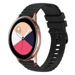 For Samsung Galaxy Watch Active Wavy Dotted Stitched 20mm Silicone Watch Band(Black)