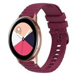 For Samsung Galaxy Watch Active Wavy Dotted Stitched 20mm Silicone Watch Band(Wine Red)