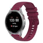 For Samsung Galaxy Watch 7 40 / 44mm Wavy Dotted Stitched 20mm Silicone Watch Band(Wine Red)