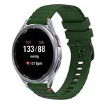 For Samsung Galaxy Watch 7 40 / 44mm Wavy Dotted Stitched 20mm Silicone Watch Band(Army Green)