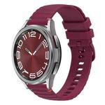 For Samsung Galaxy Watch 6  Cassic 43 / 47mm Wavy Dotted Stitched 20mm Silicone Watch Band(Wine Red)