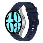 For Samsung Galaxy Watch 6 40 / 44mm Wavy Dotted Stitched 20mm Silicone Watch Band(Navy Blue)