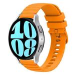 For Samsung Galaxy Watch 6 40 / 44mm Wavy Dotted Stitched 20mm Silicone Watch Band(Amber Yellow)