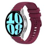 For Samsung Galaxy Watch 6 40 / 44mm Wavy Dotted Stitched 20mm Silicone Watch Band(Wine Red)