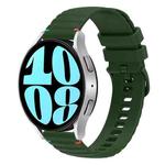 For Samsung Galaxy Watch 6 40 / 44mm Wavy Dotted Stitched 20mm Silicone Watch Band(Army Green)